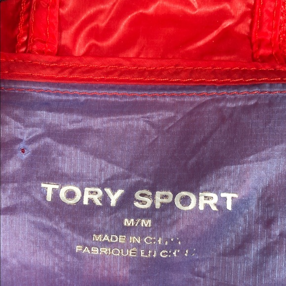 TORY BURCH Lightweight Nylon Anorak Poppy Red/Sunny Blue Medium - Picture 2 of 8